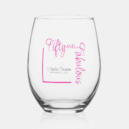 Fifty and Fabulous Photo 50th Birthday Party Wijnglas Zonder Voet