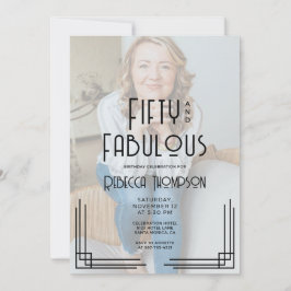 Fifty and Fabulous Photo Art Deco 50th Birthday Kaart