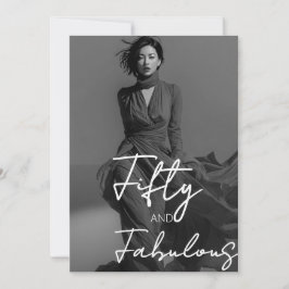 Fifty and Fabulous Photo Black 50th Birthday Kaart