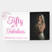 Fifty and Fabulous Photo Name Date Birthday Party Spandoek (Horizontaal)