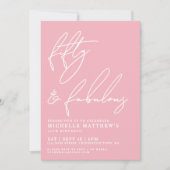 Fifty And Fabulous Pink 50th Birthday Party Kaart (Voorkant)