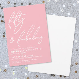 Fifty And Fabulous Pink 50th Birthday Party Kaart