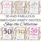 Fifty and Fabulous Pink 50th Birthday Party Kaart