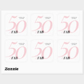 Fifty and Fabulous Pink 50th Birthday Vierkante Sticker (Vel)