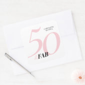 Fifty and Fabulous Pink 50th Birthday Vierkante Sticker (Envelop)