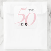 Fifty and Fabulous Pink 50th Birthday Vierkante Sticker (Tas)