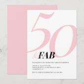 Fifty and Fabulous Pink Bold Birthday Invitation Kaart (Voorkant / Achterkant)