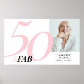 Fifty and Fabulous Pink Bold Birthday Party Poster (Voorkant)