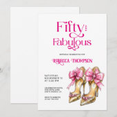 Fifty and Fabulous Pink Gold Heels 50th Birthday Kaart (Voorkant / Achterkant)