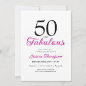 Fifty and Fabulous Pink Script 50th Birthday Kaart (Voorkant)