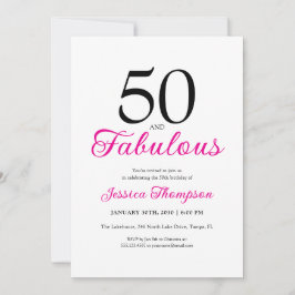 Fifty and Fabulous Pink Script 50th Birthday Kaart