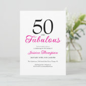 Fifty and Fabulous Pink Script 50th Birthday Kaart (Staand voorkant)