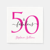 Fifty and Fabulous Pink Script 50th Birthday Party Servet (Voorkant)