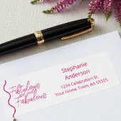 Fifty and Fabulous Pink Script Etiket