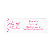 Fifty and Fabulous Pink Script Etiket (Voorkant)