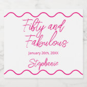 Fifty and Fabulous Pink Script Sparkling Wijnetiket (Enkel label)