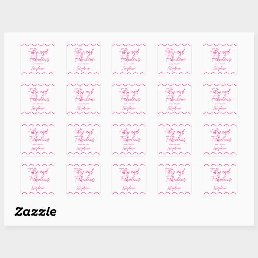 Fifty and Fabulous Pink Script Vierkante Sticker (Vel)
