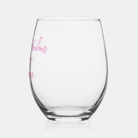 Fifty and Fabulous Pink Script Wijnglas Zonder Voet (Achterkant)