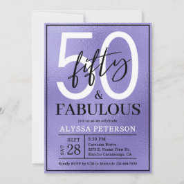 Fifty and Fabulous Purple Script 50th Birthday Kaart