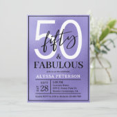 Fifty and Fabulous Purple Script 50th Birthday Kaart (Staand voorkant)
