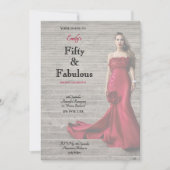 Fifty and Fabulous Red Dress Script Birthday Kaart (Voorkant)