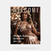 Fifty and Fabulous Rose Gold Acrylic Table Sign  Acryl Bord (Voorkant)