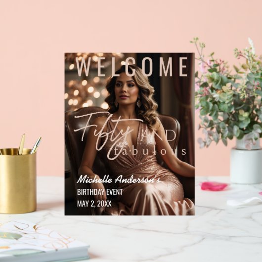 Fifty and Fabulous Rose Gold Acrylic Table Sign  Acryl Bord (Huwelijk)