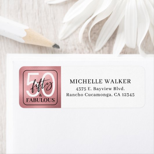 Fifty and Fabulous Script 50th Birthday Etiket (Insitu)