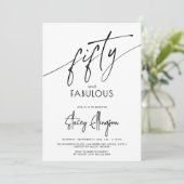 Fifty and Fabulous Script 50th Birthday Party Kaart (Staand voorkant)