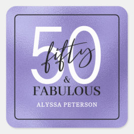Fifty and Fabulous Script 50th Birthday Vierkante Sticker
