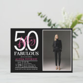 Fifty and Fabulous Script Photo 50th Birthday  Kaart (Staand voorkant)