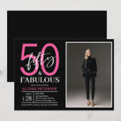 Fifty and Fabulous Script Photo 50th Birthday  Kaart (Voorkant / Achterkant)