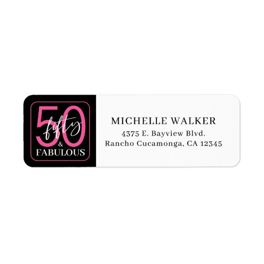 Fifty and Fabulous Script Return Address Labels (Voorkant)