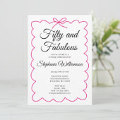 Fifty and Fabulous Whimsical Pink and Black Script Kaart (Staand voorkant)
