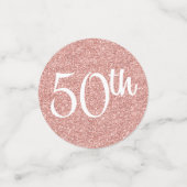 Fifty and Fabulous White Script Roos Gold Glitter Confetti (Kleine voorkant)