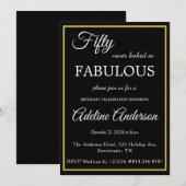 Fifty and Fabulous Womans Black Gold 50th Birthday Kaart (Voorkant / Achterkant)