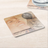 Fifty Ballon Slinger | Foto 50ste Verjaardagsfeest Kartonnen Onderzetters (Schuin)