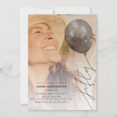 Fifty Balloon String | Photo 50th Birthday Party Kaart (Voorkant)