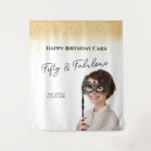 Fifty Birthday custom photo Wandkleed (Voorkant)