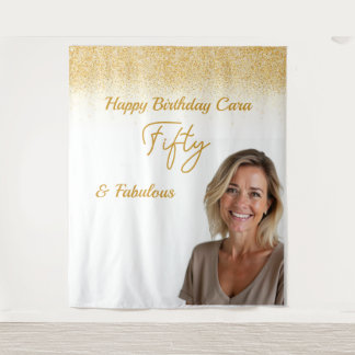 Fifty Birthday custom photo Wandkleed