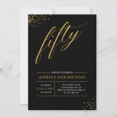 Fifty Birthday Gold & Black 50th Birthday Kaart (Voorkant)