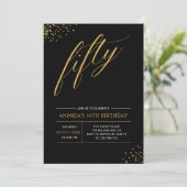 Fifty Birthday Gold & Black 50th Birthday Kaart (Staand voorkant)