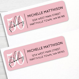 Fifty Blush Pink 50th Birthday Address Etiket