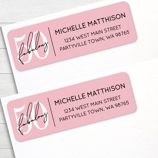 Fifty Blush Pink 50th Birthday Address Etiket