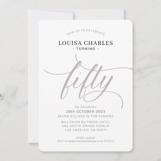 FIFTY elegante verjaardag chic script moderne padd Kaart (Voorkant)