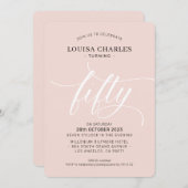 FIFTY elegante verjaardag chique script blush roze Kaart (Voorkant / Achterkant)