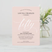 FIFTY elegante verjaardag chique script blush roze Kaart (Staand voorkant)