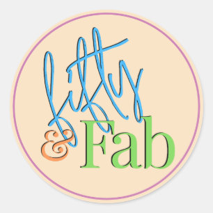 Fifty en Fab Kleurrijke Verjaardag Sticker