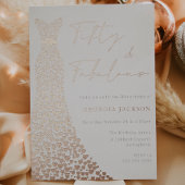 Fifty & Fab Jurk 50e Verjaardag Echt Roos Goud Folie Uitnodiging