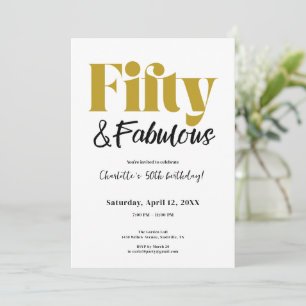 Fifty & Fabulous 50th Birthday Invitation Kaart